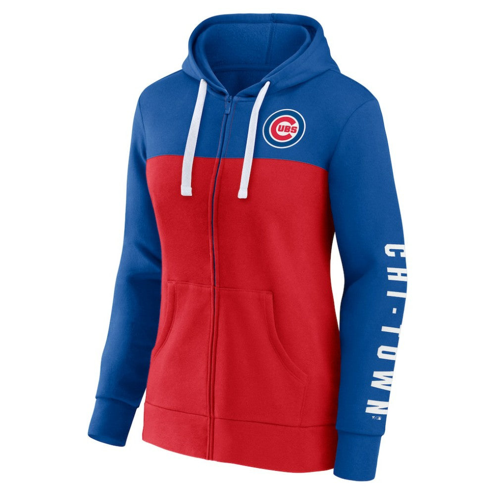 Chicago Cubs Fanatics Women's Take The Field Colorblocked Hoodie Full-Zip Jacket | MLB US