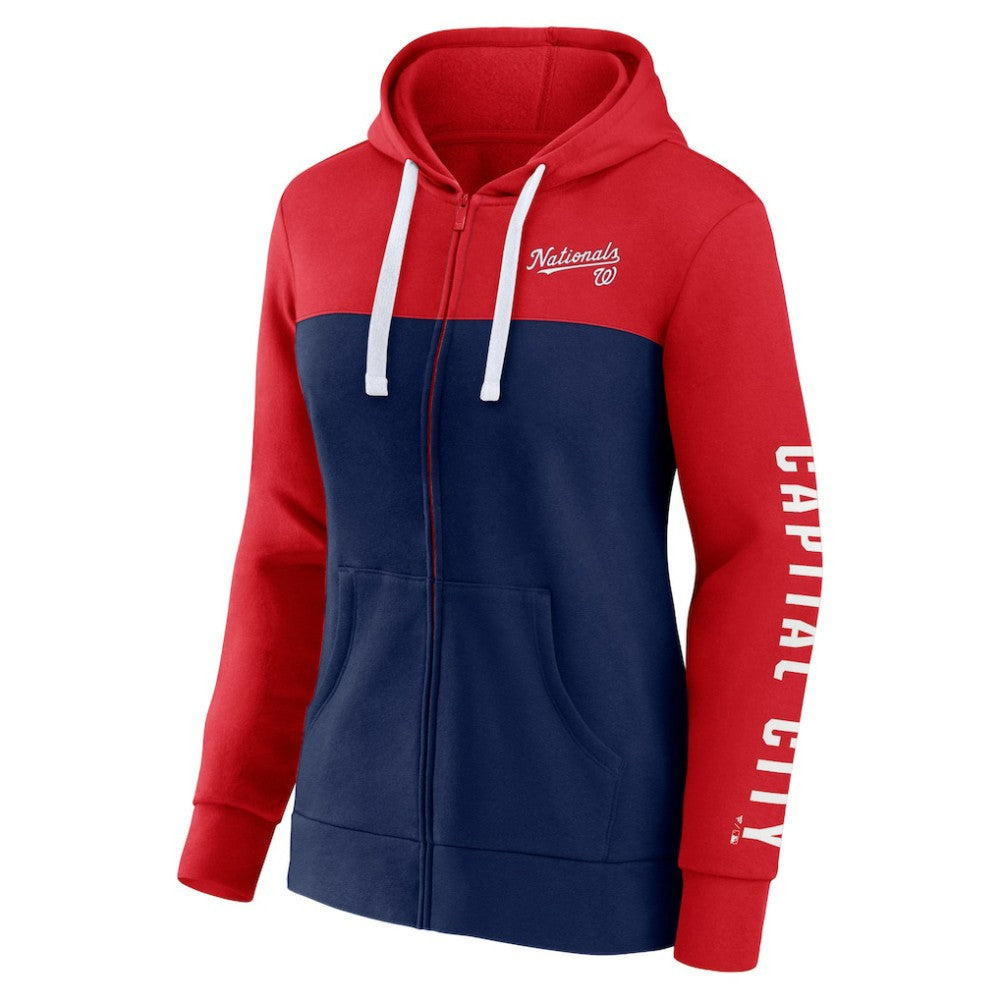 Washington Nationals Fanatics Women's Take The Field Colorblocked Hoodie Full-Zip Jacket | MLB Shop