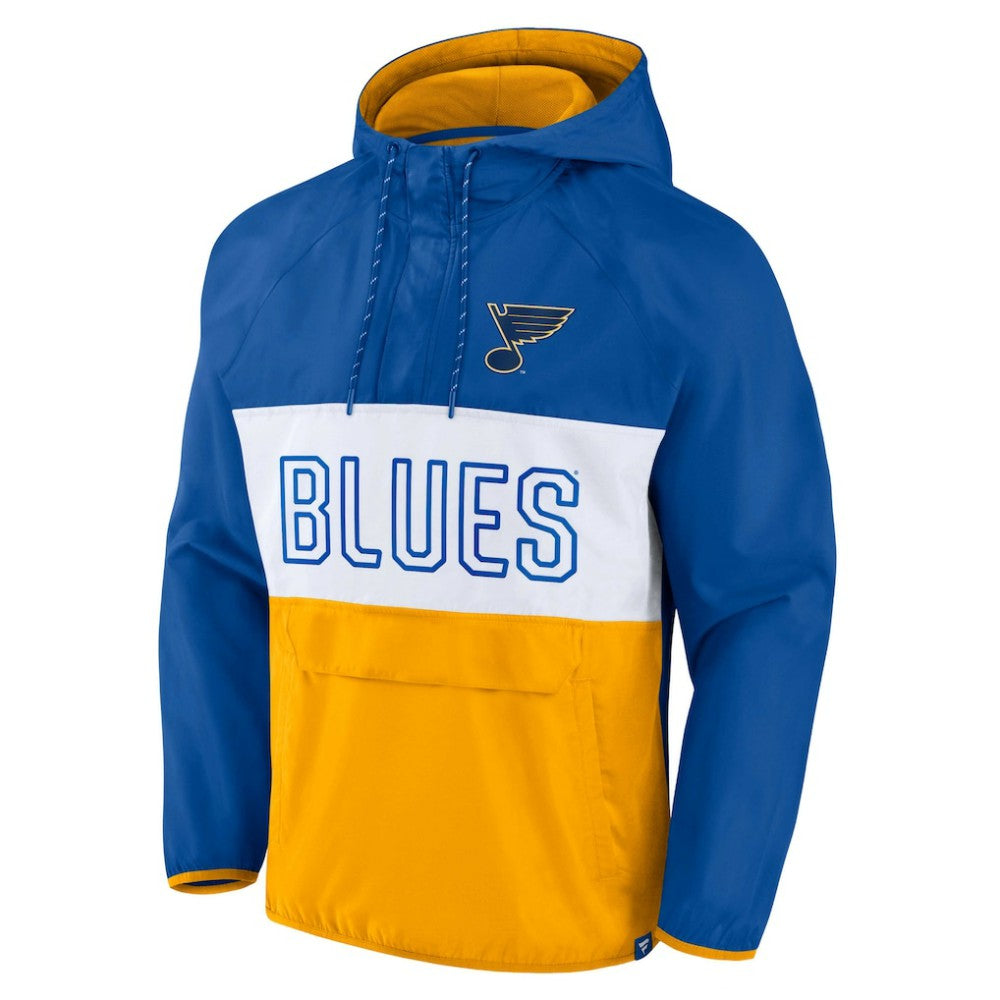 St. Louis Blues Fanatics Backhand Shooter Defender Anorak Raglan Hoodie Quarter-Zip Jacket On Sale