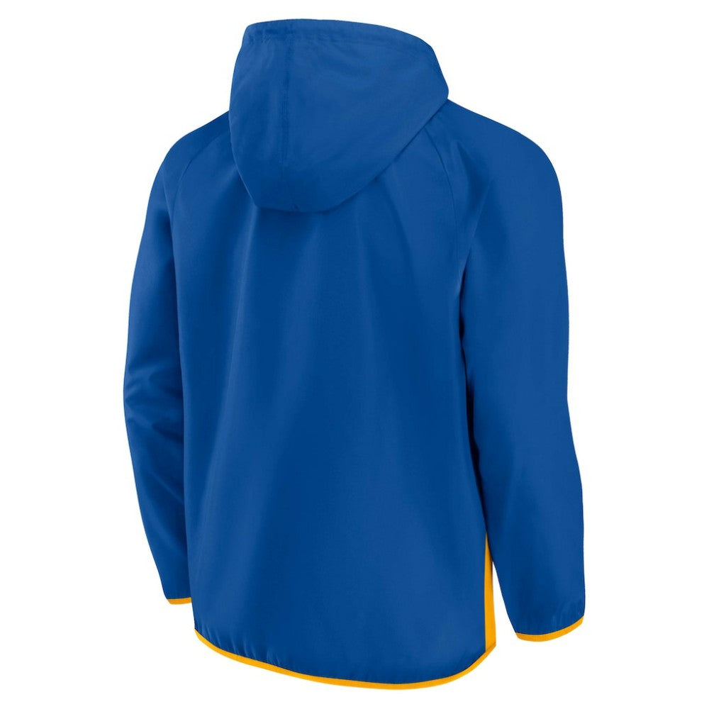St. Louis Blues Fanatics Backhand Shooter Defender Anorak Raglan Hoodie Quarter-Zip Jacket On Sale