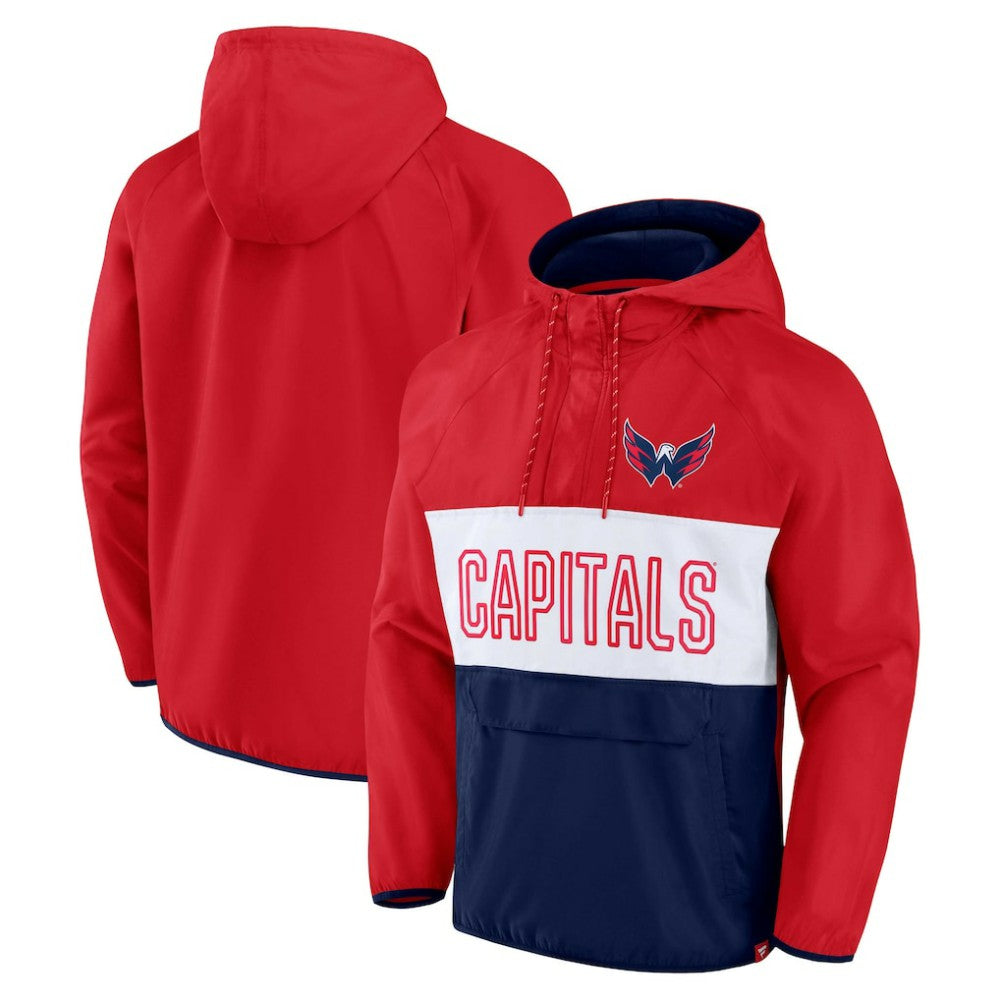 Washington Capitals Fanatics Backhand Shooter Defender Anorak Raglan Hoodie Quarter-Zip Jacket Sale