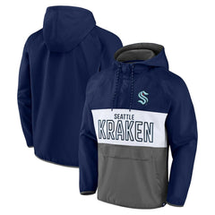 Seattle Kraken Fanatics Backhand Shooter Defender Anorak Raglan Hoodie Quarter-Zip Jacket Online