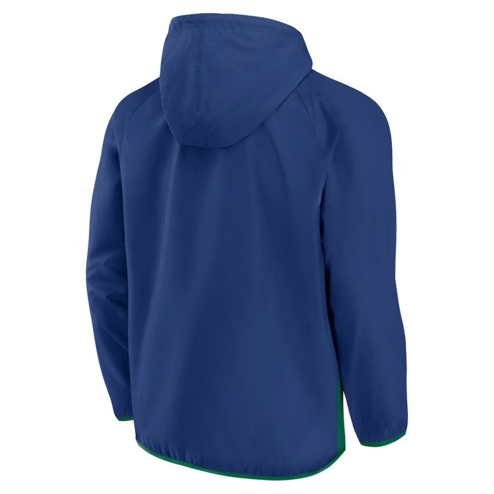 Vancouver Canucks Fanatics Backhand Shooter Defender Anorak Raglan Hoodie Quarter-Zip Jacket On Sale