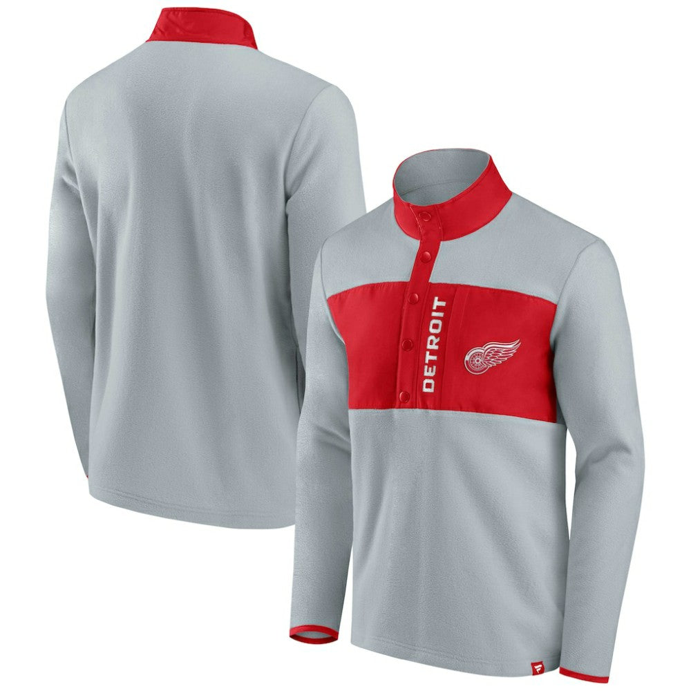 Detroit Red Wings Fanatics Hockey Polar Fleece Quarter-Snap Jacket For Sale
