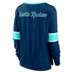Seattle Kraken Fanatics Women's Effervescent Exclusive Notch Neck Lace-Up Long Sleeve Slub T-Shirt Discount