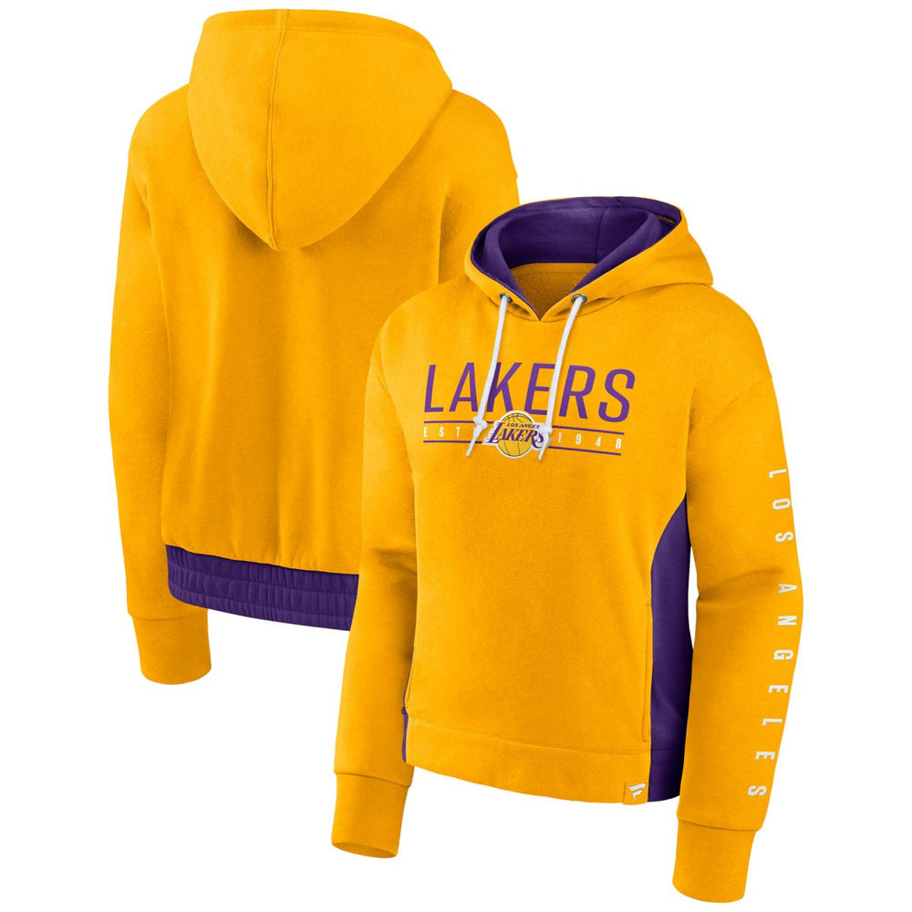 Los Angeles Lakers Women's Iconic Halftime Colorblock Pullover Hoodie New