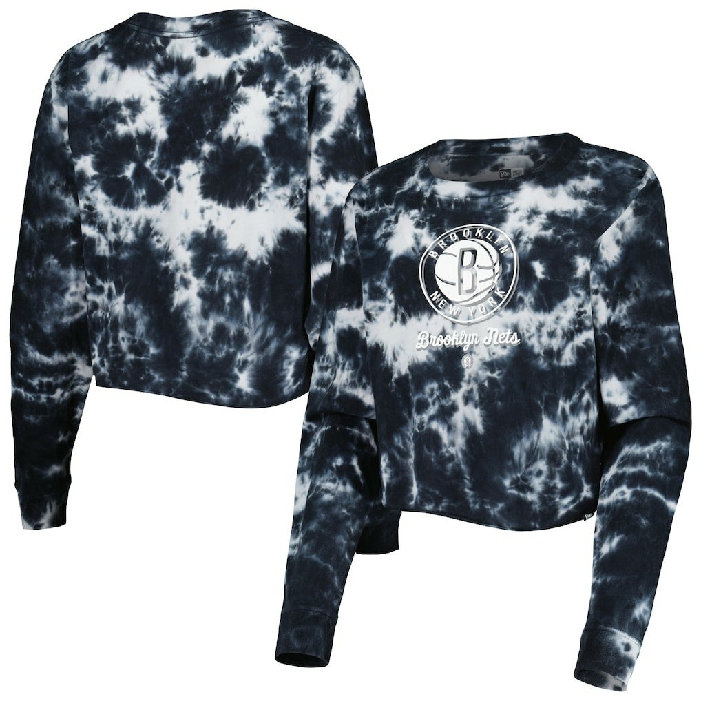 Brooklyn Nets Women's Tie Dye Cropped Long Sleeve T-Shirt Online