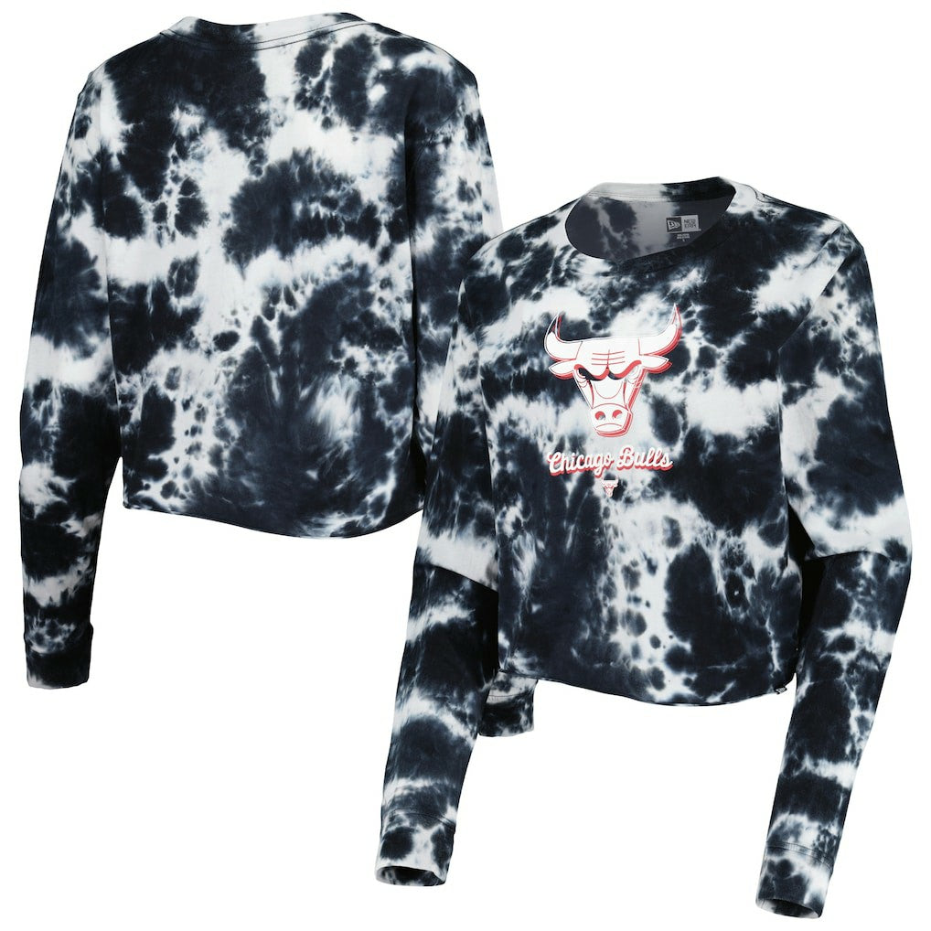 Chicago Bulls Women's Tie Dye Cropped Long Sleeve T-Shirt sale Discount