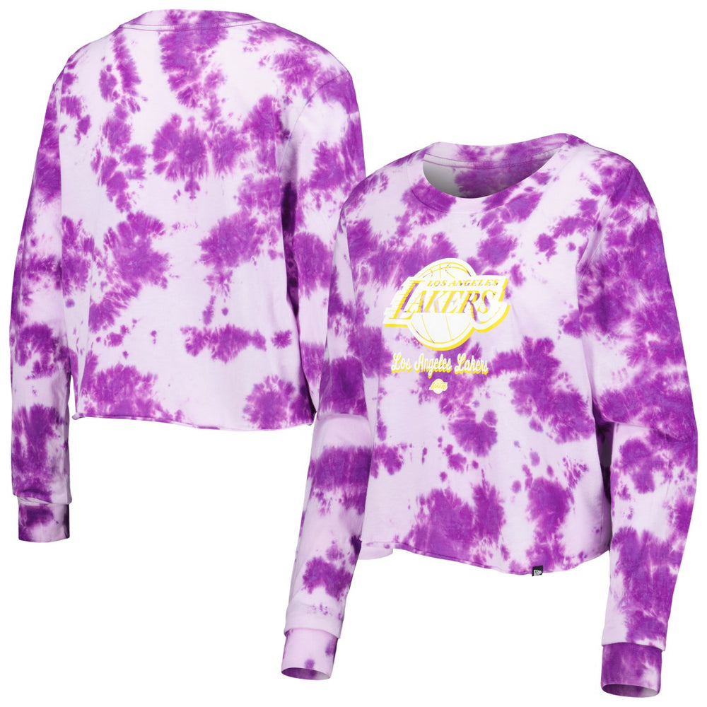 Los Angeles Lakers Women's Tie Dye Cropped Long Sleeve T-Shirt On Sale