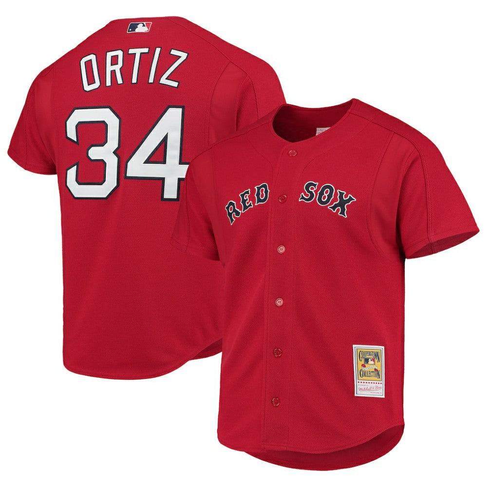 David Ortiz Boston Red Sox Mitchell & Ness Cooperstown Collection Mesh Batting Practice Button-Up Jersey | MLB Sale