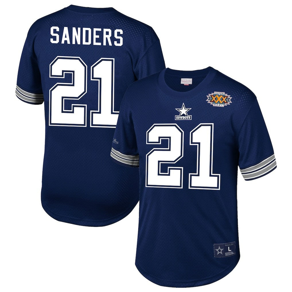 Dallas Cowboys Mitchell & Ness Deion Sanders  Retired Player Name & Number Mesh Top