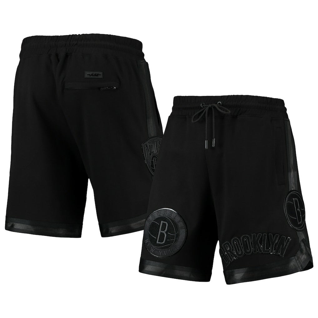 Brooklyn Nets Pro Standard Triple Black Gloss Logo Shorts for sale For Sale