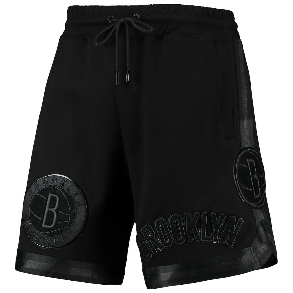 Brooklyn Nets Pro Standard Triple Black Gloss Logo Shorts for sale For Sale