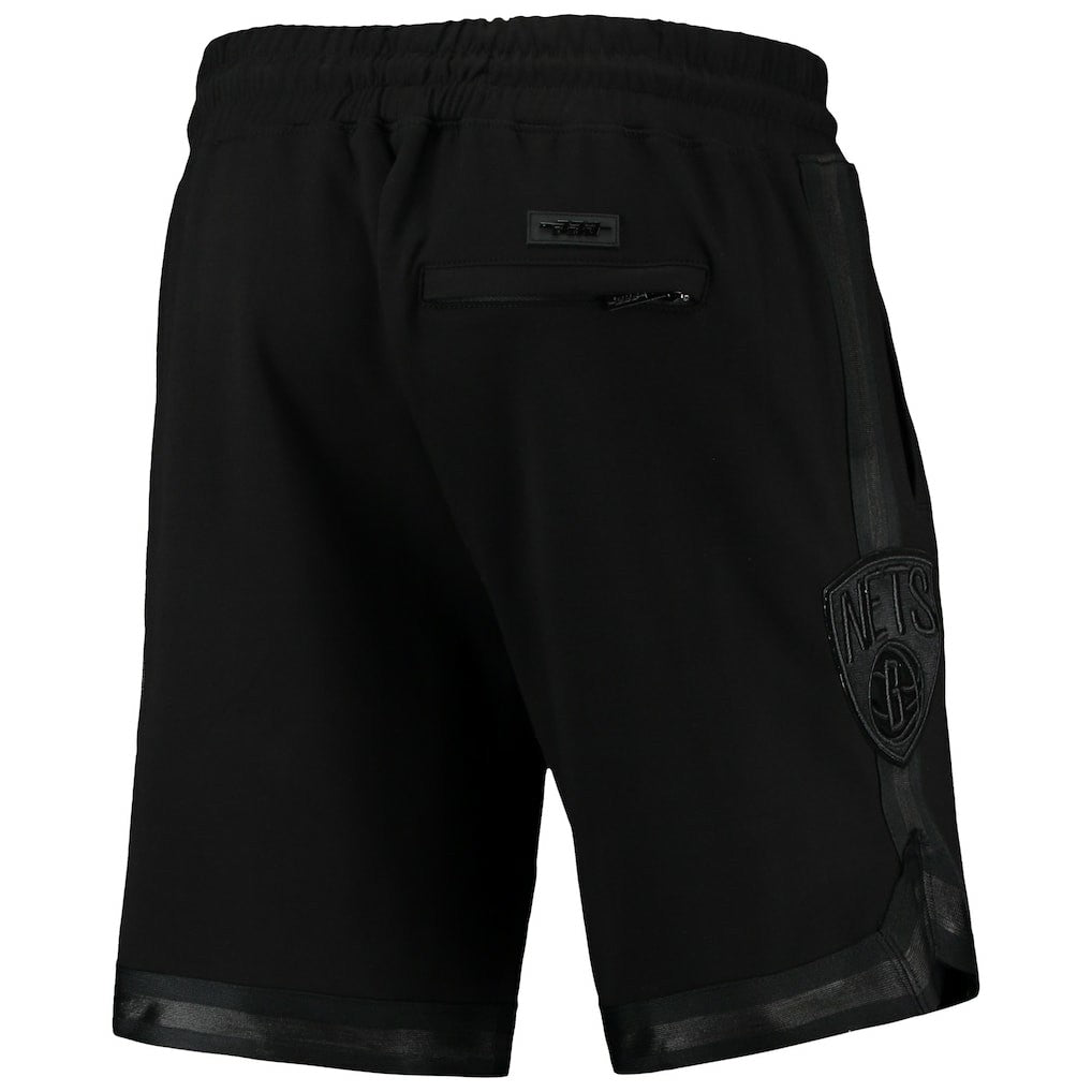 Brooklyn Nets Pro Standard Triple Black Gloss Logo Shorts for sale For Sale