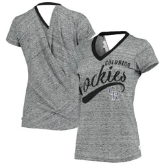 Colorado Rockies Touch Women's Hail Mary Back Wrap Space-Dye V-Neck T-Shirt | MLB For sale