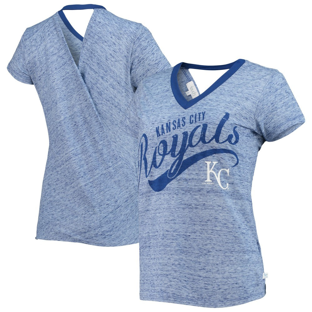 Kansas City Royals Touch Women's Hail Mary Back Wrap Space-Dye V-Neck T-Shirt | MLB Sale