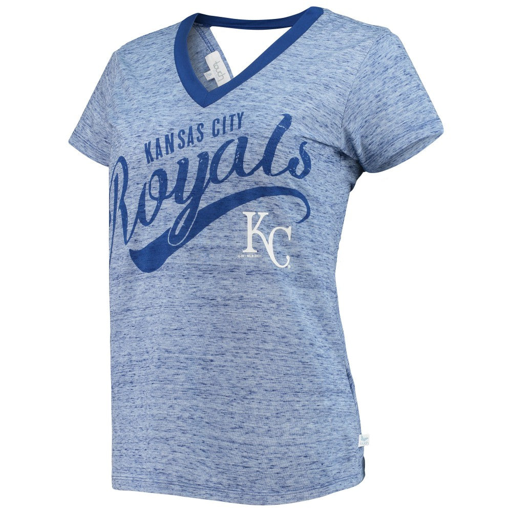 Kansas City Royals Touch Women's Hail Mary Back Wrap Space-Dye V-Neck T-Shirt | MLB Sale
