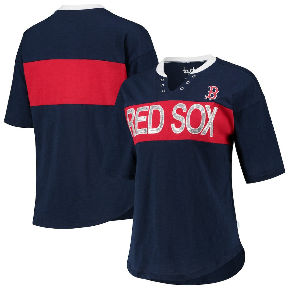 Boston Red Sox Touch Women's Lead Off Notch Neck T-Shirt | MLB On Sale