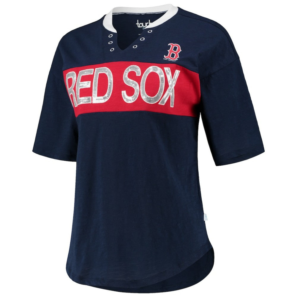 Boston Red Sox Touch Women's Lead Off Notch Neck T-Shirt | MLB On Sale
