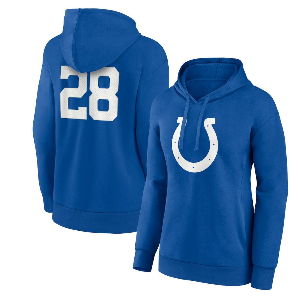Indianapolis Colts Fanatics Jonathan Taylor  Women's Player Icon Name & Number V-Neck Pullover Hoodie