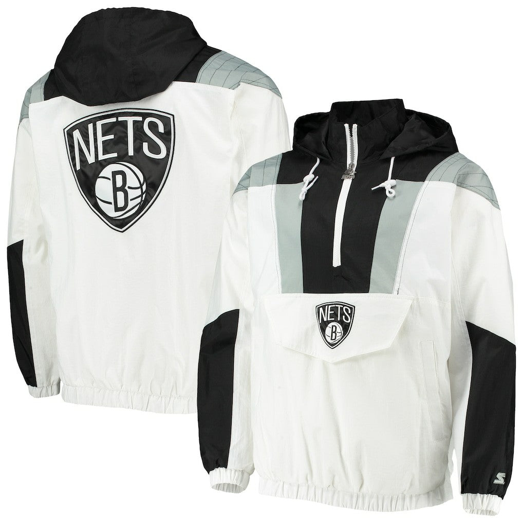 Brooklyn Nets Starter Striker Crinkle Half-Zip Hoodie Jacket Outlet