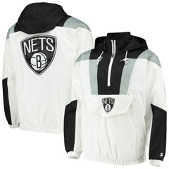 Brooklyn Nets Starter Striker Crinkle Half-Zip Hoodie Jacket Outlet