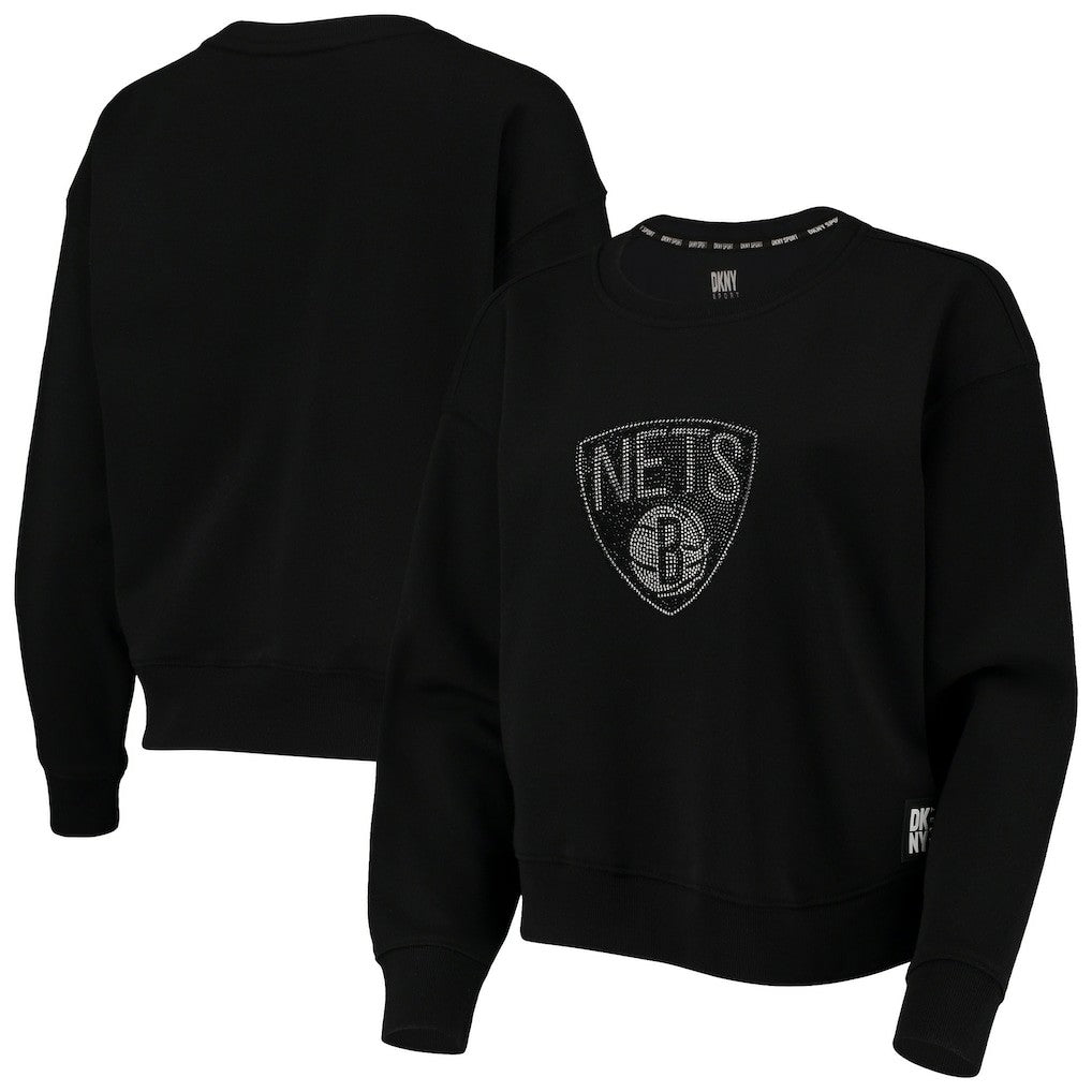 Brooklyn Nets DKNY Sport Women's Carrie Rhinestone Pullover Sweatshirt On Sale