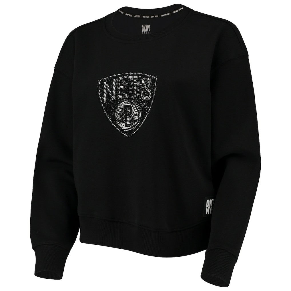 Brooklyn Nets DKNY Sport Women's Carrie Rhinestone Pullover Sweatshirt On Sale