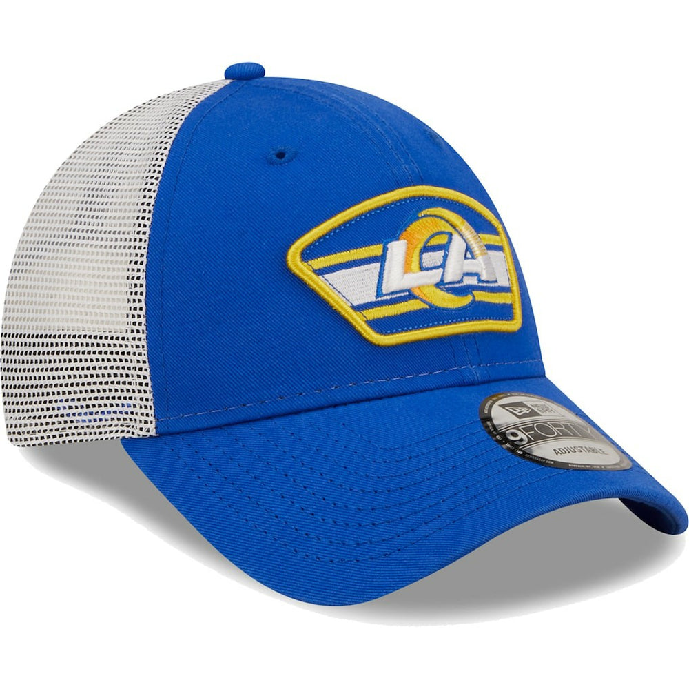 Los Angeles Rams New Era Logo Patch Trucker 9FORTY Snapback Hat