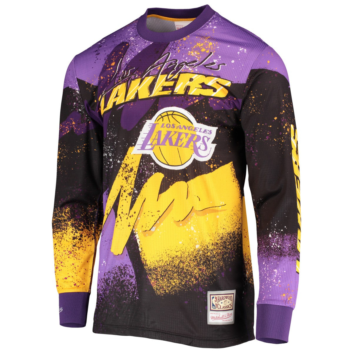 Los Angeles Lakers Hardwood Classics Hyper Hoops Moto Sublimated Long Sleeve T-Shirt New