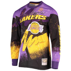 Los Angeles Lakers Hardwood Classics Hyper Hoops Moto Sublimated Long Sleeve T-Shirt New