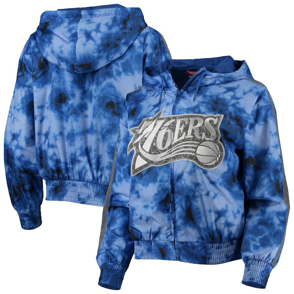 Philadelphia 76ers Women's Galaxy Sublimated Windbreaker Pullover Full-Zip Hoodie Outlet