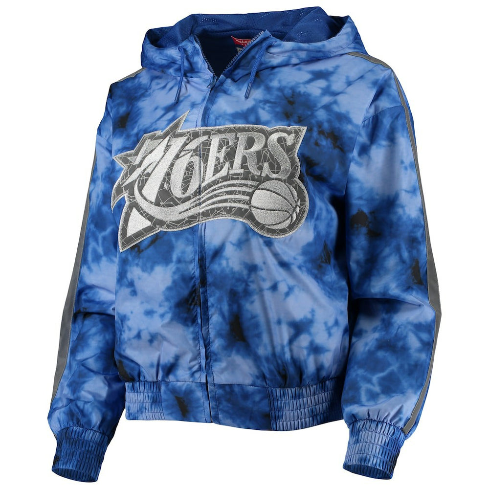 Philadelphia 76ers Women's Galaxy Sublimated Windbreaker Pullover Full-Zip Hoodie Outlet