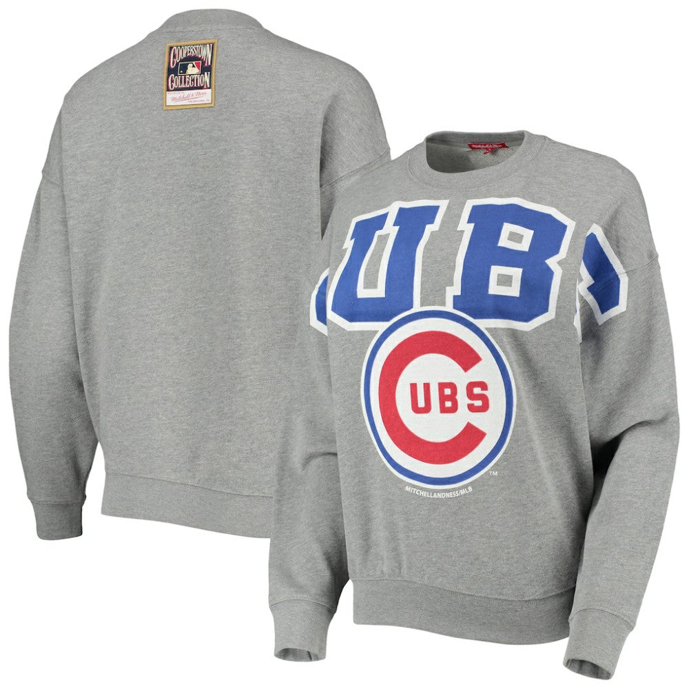 Chicago Cubs Mitchell & Ness Women's Cooperstown Collection Logo Lightweight Pullover Sweatshirt | MLB For sale