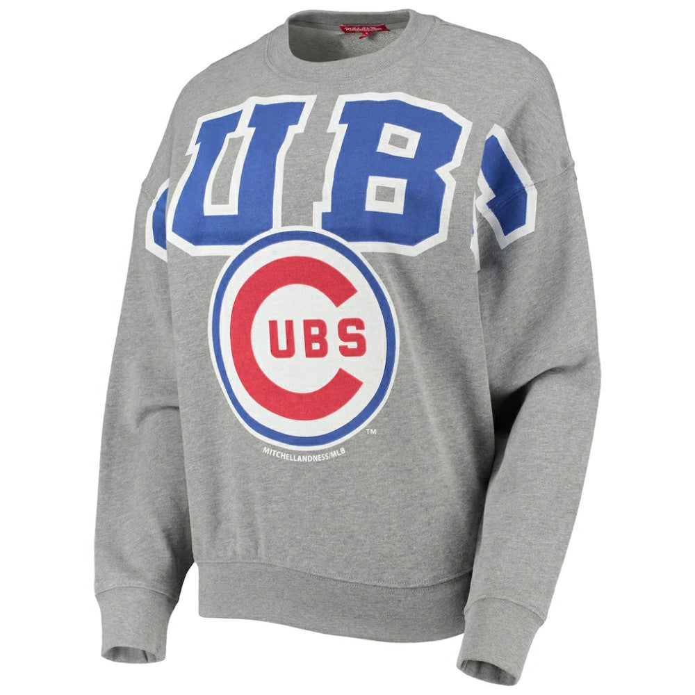 Chicago Cubs Mitchell & Ness Women's Cooperstown Collection Logo Lightweight Pullover Sweatshirt | MLB For sale