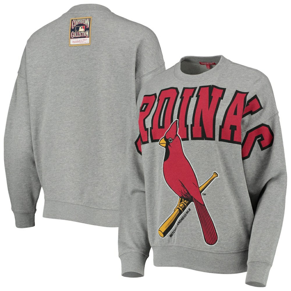St. Louis Cardinals Mitchell & Ness Women's Cooperstown Collection Logo Lightweight Pullover Sweatshirt | MLB New