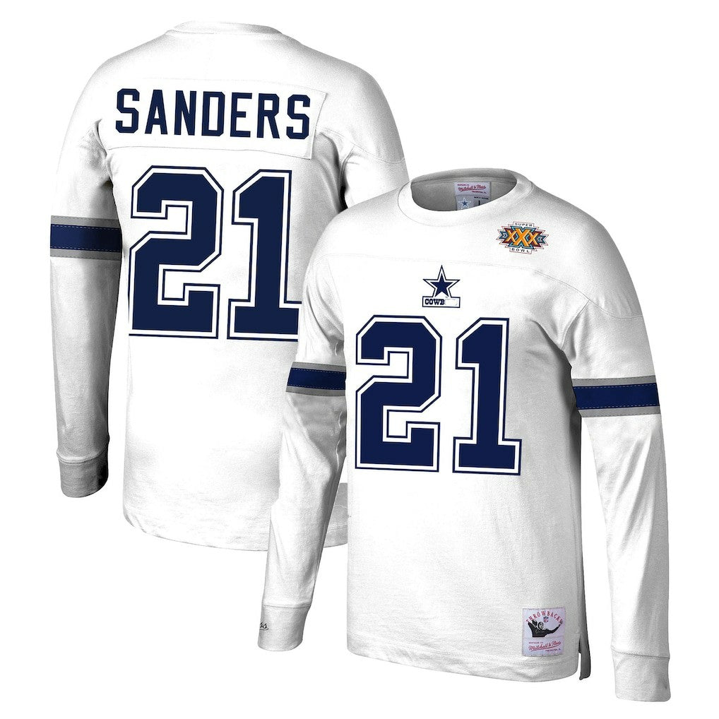 Dallas Cowboys Mitchell & Ness Deion Sanders  Retired Player Name & Number Long Sleeve Top