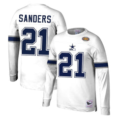 Dallas Cowboys Mitchell & Ness Deion Sanders  Retired Player Name & Number Long Sleeve Top