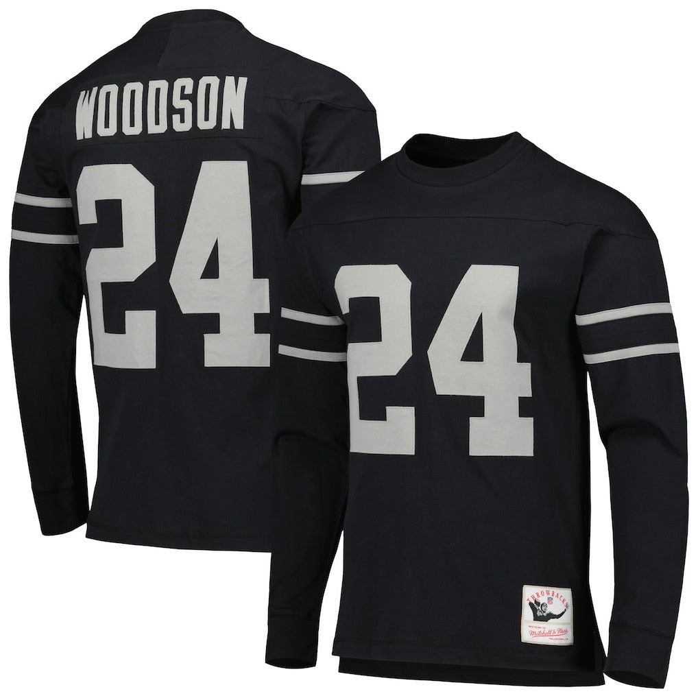 Las Vegas Raiders Mitchell & Ness Charles Woodson Oakland Raiders Retired Player Name & Number Long Sleeve Top