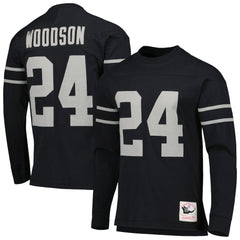 Las Vegas Raiders Mitchell & Ness Charles Woodson Oakland Raiders Retired Player Name & Number Long Sleeve Top