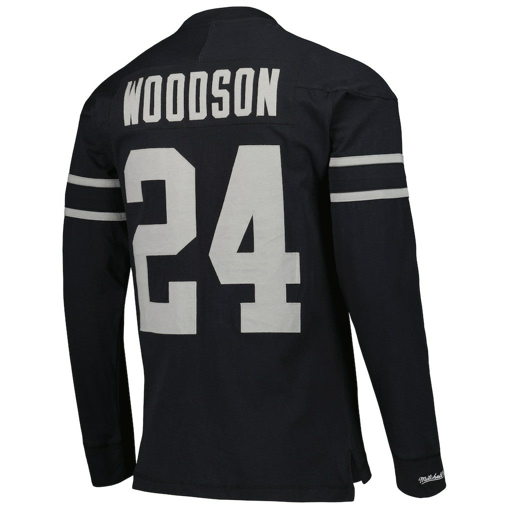 Las Vegas Raiders Mitchell & Ness Charles Woodson Oakland Raiders Retired Player Name & Number Long Sleeve Top