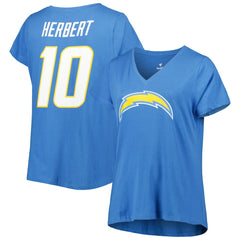 Los Angeles Chargers Fanatics Justin Herbert  Women's Plus Size Name & Number V-Neck T-Shirt