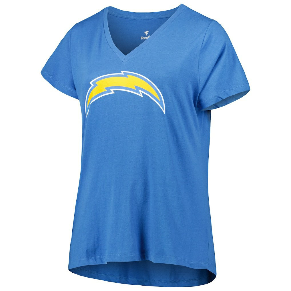 Los Angeles Chargers Fanatics Justin Herbert  Women's Plus Size Name & Number V-Neck T-Shirt