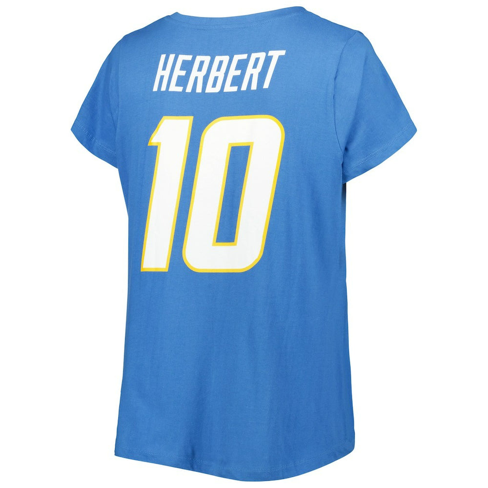 Los Angeles Chargers Fanatics Justin Herbert  Women's Plus Size Name & Number V-Neck T-Shirt