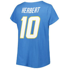 Los Angeles Chargers Fanatics Justin Herbert  Women's Plus Size Name & Number V-Neck T-Shirt