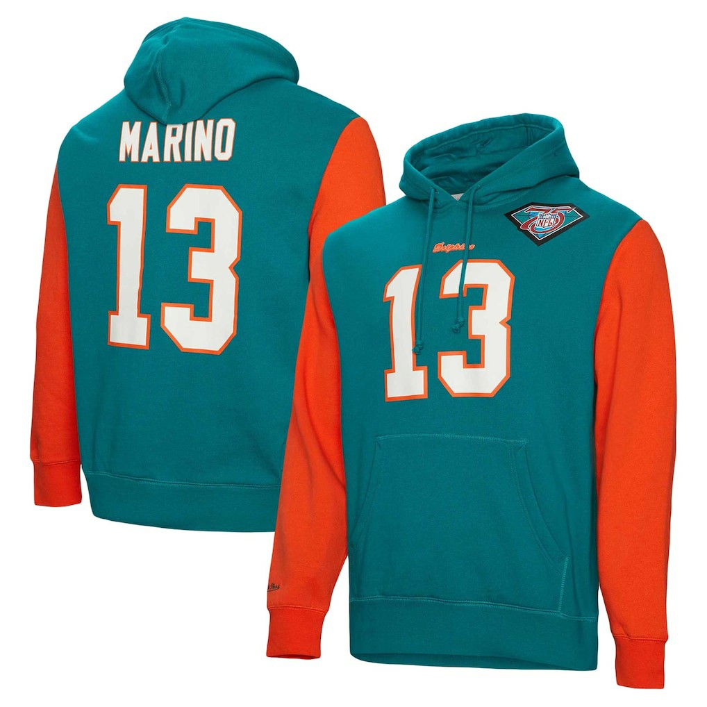 Miami Dolphins Mitchell & Ness Dan Marino  Retired Player Name & Number Pullover Hoodie
