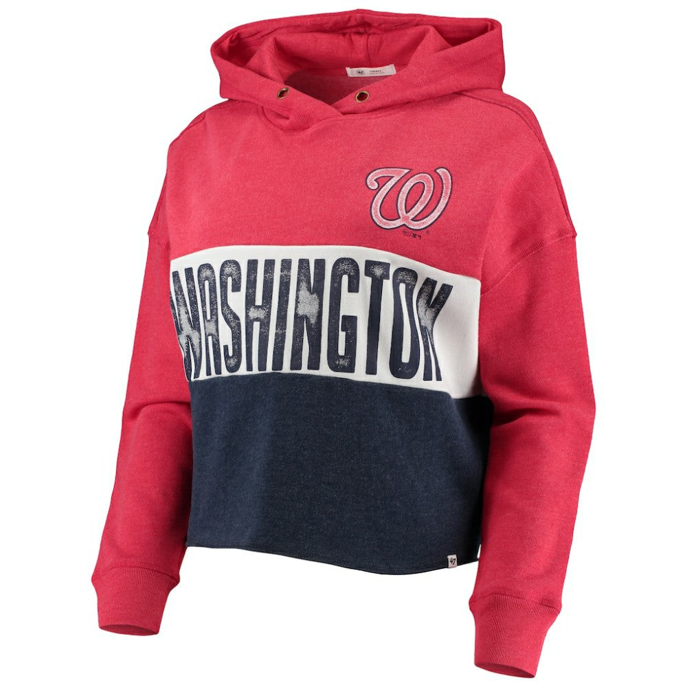 Washington Nationals '47 Women's Lizzy Cropped Pullover Hoodie | MLB Outlet