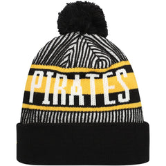 Pittsburgh Pirates New Era Striped Cuffed Knit Hat with Pom | MLB Discount