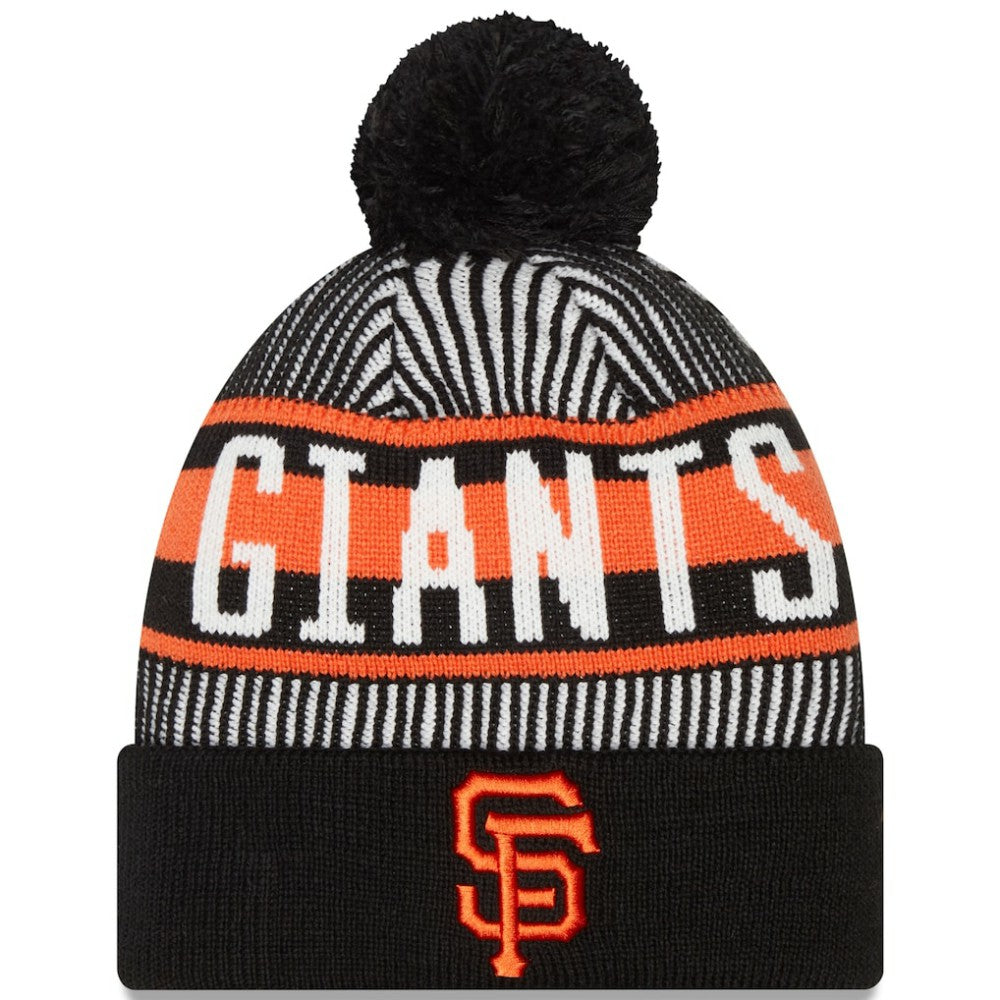 San Francisco Giants New Era Striped Cuffed Knit Hat with Pom | MLB Online
