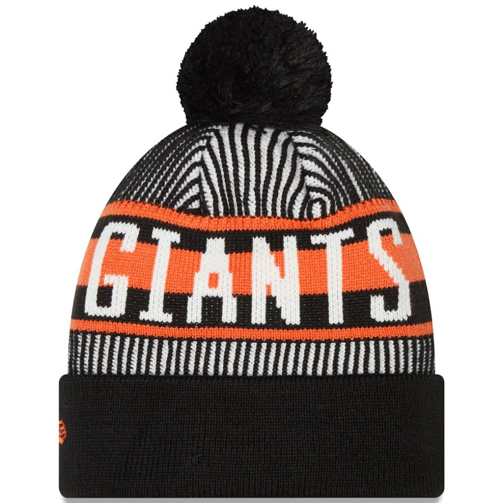 San Francisco Giants New Era Striped Cuffed Knit Hat with Pom | MLB Online